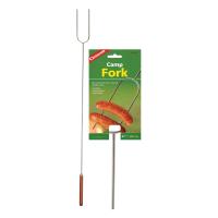 Chrome plated steel camping fork with wooden handle