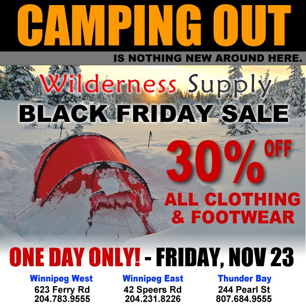 30% Off clothing and footwear at wilderness supply