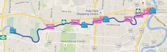 Assiniboine River Wininpeg Canoe Route Map