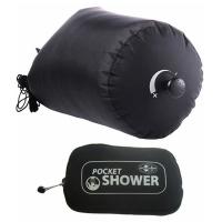 Pocket-sized, solar-heated shower for a little camping and travel luxury.  Doubles as a dry sack when not in use.