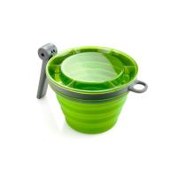 Collapsible mug for drinking and eating in trail.  Packs down to only 1.7", and includes a sturdy handle and locking lid.