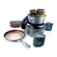 A compact design that features a cook set for an entire group of four