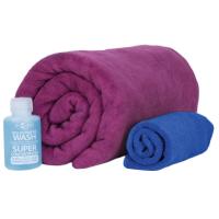 A towel, washcloth and concentrated wilderness soap - the perfect kit for staying fresh while camping or travelling!
