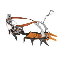 Modular crampon for ice and mixed climbing, with Leverlock Universal bindings with interchangeable front points.