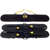 A kayak paddle bag featuring Seals Duro-Quilt fabric inside and out, with web handles, center divider and detachable shoulder strap.
