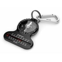 A small curvy compass with thermometer and cardinal directions. With its small size and precise needle, this is the perfect compass to to bring along your hike.