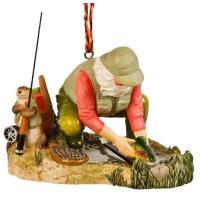 Like fishing for fun or sport? This hand painted piece is a warm welcome to any fishing themed décor, or as a whimsical holiday tree ornament.