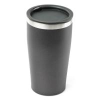 Premium, stainless steel vacuum mug keeps hot and cold drinks temperatures steady for in the car, camping or at the office.