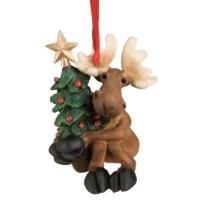 This cute hand-painted ceramic moose ornament vastly is smaller than the ones you'll find in Canadian northern forests!